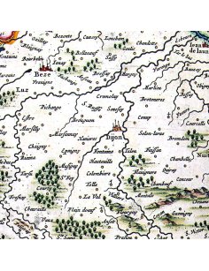 Zoom sur la région de Dijon sur la carte de Bourgogne de Joan Blaeu (1662).