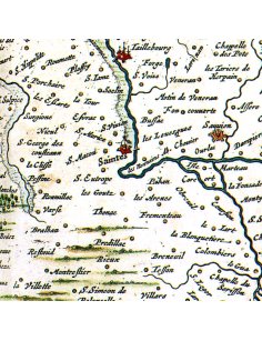 Détail de la région de Saintes sur la carte de Saintonge par Joan Blaeu (1662)
