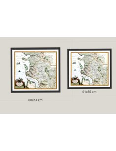 Comparaison des tailles 68x61 cm et 61x55 cm pour la carte ancienne de Saintonge par Blaeu (1662)