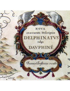 Détail du cartouche ornemental de la carte ancienne du Dauphiné (1638)