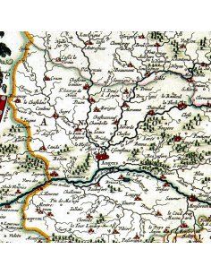 Détail de la région d'Angers sur la carte ancienne du Pays d'Orléanais par Blaeu (1662)