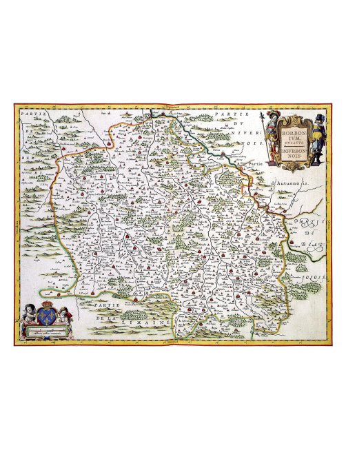 Carte ancienne du Duché de Bourbonnais par Joan Blaeu (1631)