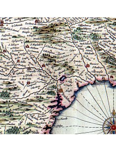 Détail de la région de Béziers sur la carte ancienne du Languedoc par Willem Blaeu (1631)