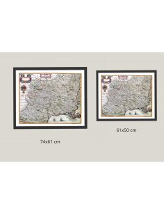 Comparaison des tailles 74x61 cm et 61x50 cm pour la carte ancienne du Languedoc (1631)
