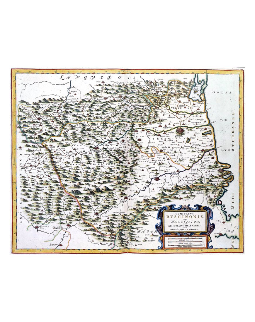 Carte ancienne du Comté de Roussillon par Joan Blaeu (1662)
