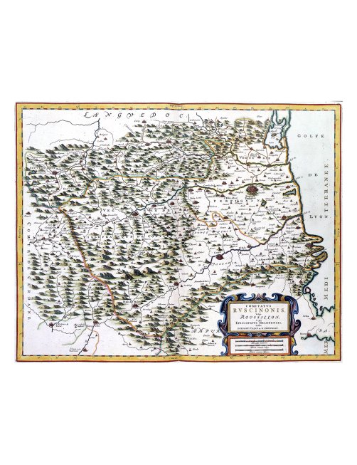 Carte ancienne du Comté de Roussillon par Joan Blaeu (1662)