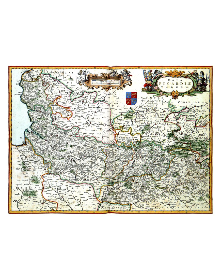 Carte ancienne de la Picardie et ses régions voisines par Joan Blaeu (1640)