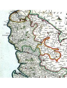 Détail de la région de Boulogne-sur-Mer sur la carte ancienne de la Picardie par Joan Blaeu (1640)