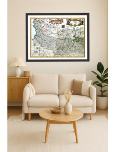 Carte ancienne de la Picardie par Joan Blaeu (1640) en décoration murale