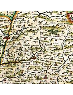 Détail de la région de Digne-les-Bains et des Alpes sur la carte ancienne de la Provence par Blaeu (1631)
