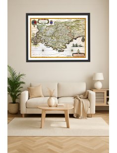 Carte ancienne de la Provence par Willem Blaeu (1631) en décoration murale raffinée