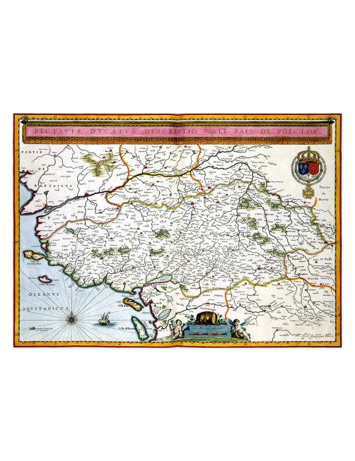 Carte ancienne du Duché du Poitou par Willem Blaeu (1635)