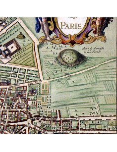 Détail de la zone sud de Paris (actuel Montparnasse) sur le plan ancien par Janssonius (1657)