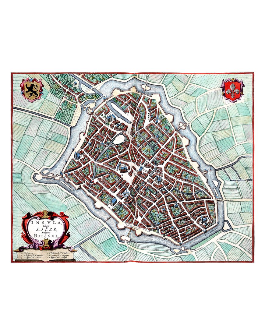Plan ancien détaillé de Lille par Joan Blaeu (1649)