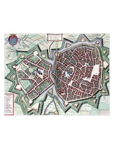 Plan ancien détaillé de la ville fortifiée d'Arras par Joan Blaeu (1649)