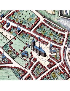 Détail de l'église Notre-Dame (Cathédrale d'Arras) sur le plan ancien par Joan Blaeu (1649)
