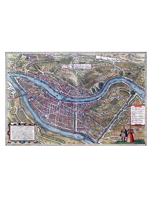 Plan ancien détaillé de Lyon avec ses deux fleuves par Johannes Janssonius (1645)