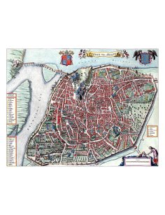 Plan ancien détaillé de la ville d'Avignon avec le Palais des Papes et le Pont Saint-Bénézet par Joan Blaeu (1663)