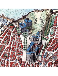 Détail de la Cathédrale Notre-Dame des Doms et du Palais des Papes sur le plan ancien d'Avignon par Blaeu (1663)