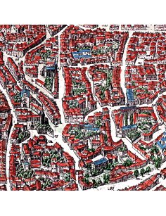 Détail d'un quartier intra-muros d'Avignon sur le plan ancien par Joan Blaeu (1663)