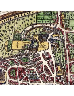 Détail de l'ancien Palais du Coudenberg (Regia Aula) sur le plan ancien de Bruxelles par Braun et Hogenberg (1575)