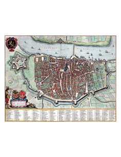 Plan ancien détaillé de la ville d'Anvers (Antwerpen) avec ses fortifications par Joan Blaeu (1649)