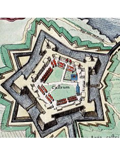 Détail de la Citadelle (Castrum) et des fortifications sur le plan ancien d'Anvers (Antwerpen) par Joan Blaeu (1649)