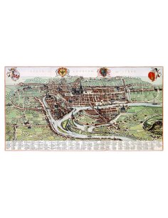 Plan ancien détaillé de la ville de Liège (Luik) avec la Meuse par Joan Blaeu (1649)