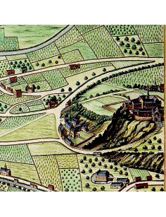Détail des Quatre Couvents de la Maladerie de Cornilmont sur le plan ancien de Liège par Joan Blaeu (1649)