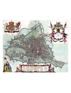 Plan ancien détaillé de la ville de Gand (Gent) par Joan Blaeu (1649)
