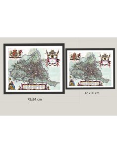 Comparaison des tailles 75x61 cm et 61x50 cm pour le plan ancien de Gand (Gent) (1649)
