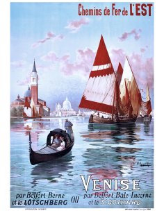 Affiche vintage "Venise, Chemins de Fer de l'Est" par Frédéric Hugo d'Alési