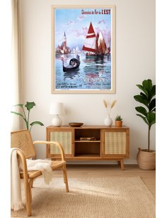 Affiche vintage "Venise" de Frédéric Hugo d'Alési encadrée dans un intérieur décoratif
