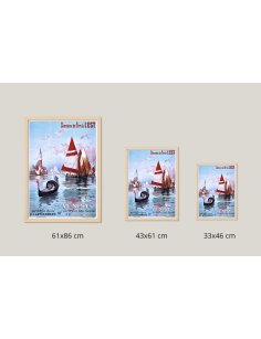 Comparaison des tailles 61x86cm, 43x61cm, 33x46cm pour l'affiche vintage de Venise