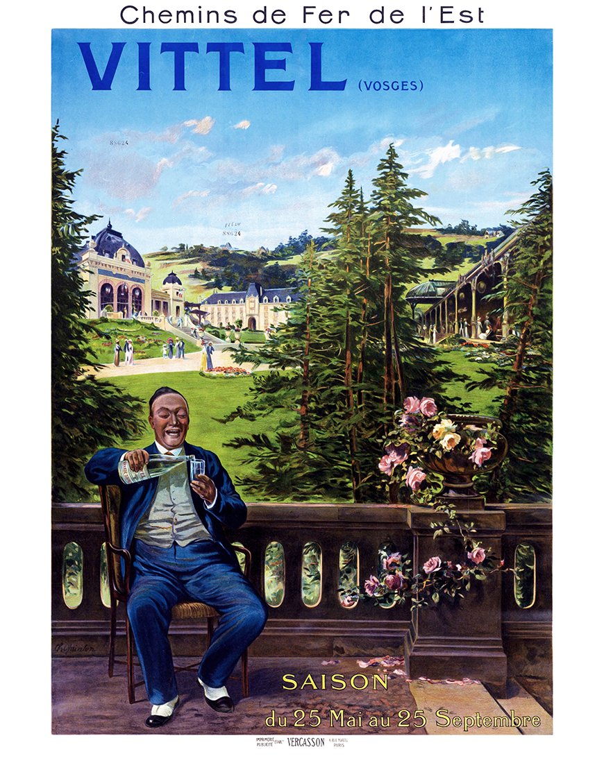 Affiche rétro "Vittel, Chemins de Fer de l'Est" par Clément Henri Quinton