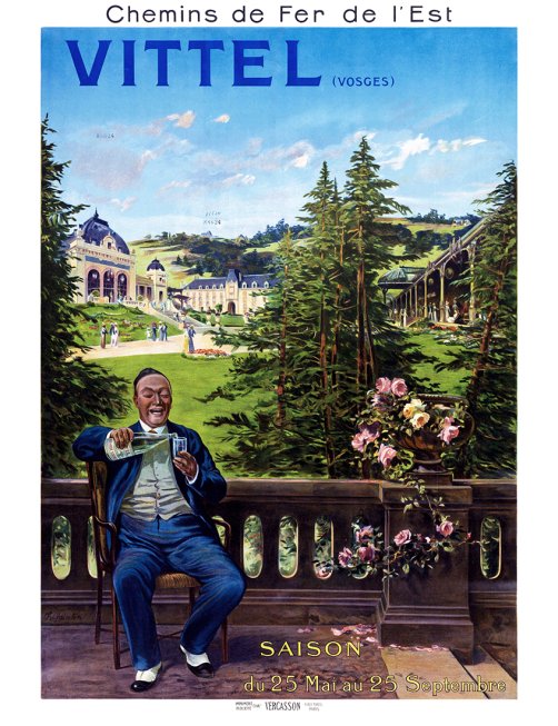 Affiche rétro "Vittel, Chemins de Fer de l'Est" par Clément Henri Quinton