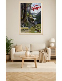 Affiche rétro "Les Vosges" de Frédéric Hugo d'Alési encadrée dans un intérieur décoratif