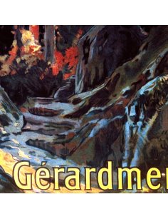 Détail du sentier bordant le lac au premier plan de l'affiche rétro de Gérardmer