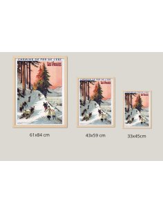 Comparaison des tailles 61x84cm, 43x59cm, 33x45cm pour l'affiche rétro des Vosges