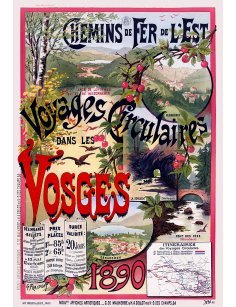 Affiche vintage "Voyages Circulaires dans les Vosges" par Gustave Fraipont (1890)