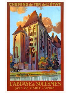 Affiche rétro "L'Abbaye de Solesmes" par Henry de Renaucourt pour les Chemins de Fer de l'État