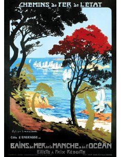 Affiche rétro "Bains de Mer de la Manche & de l'Océan - Côte d'Émeraude" par Julien Lacaze
