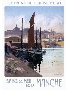 Affiche rétro "Granville, Bains de Mer de la Manche" par Georges Meunier (1911) pour les Chemins de Fer de l'État