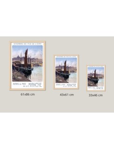 Comparaison des tailles 61x86cm, 43x61cm, 33x46cm pour l'affiche rétro de Granville