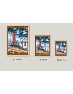Comparaison des tailles 61x86cm, 43x61cm, 33x47cm pour l'affiche rétro de la Baie de Paimpol