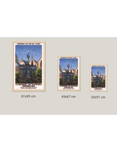 Comparaison des tailles 61x95cm, 43x67cm, 33x51cm pour l'affiche rétro du Calvaire de Guimiliau