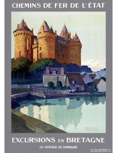 Affiche rétro "Le Château de Combourg, Excursions en Bretagne" par Henry de Renaucourt pour les Chemins de Fer de l'État