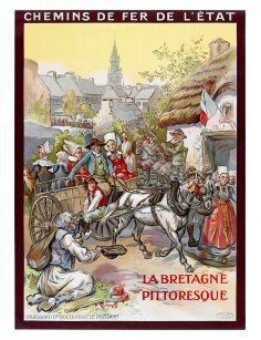 Affiche rétro "La Bretagne Pittoresque - Huelgoat - En route pour Le Pardon" par Paul Adolphe Kauffmann