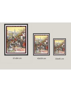 Comparaison des tailles 61x84cm, 43x59cm, 33x45cm pour l'affiche rétro de Huelgoat