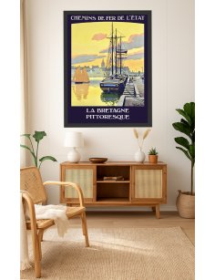 Affiche Roscoff par Duval encadrée ambiance marine